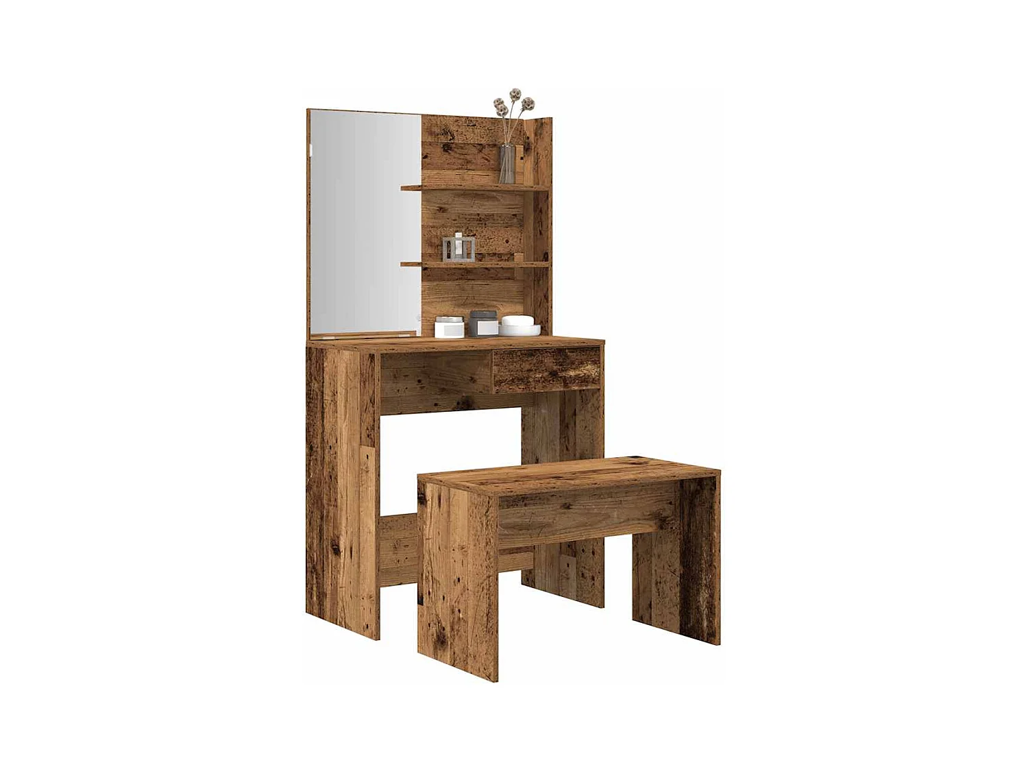 Ensemble de coiffeuse vieux bois bois d'ingénierie