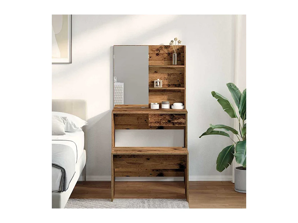 Ensemble de coiffeuse vieux bois bois d'ingénierie