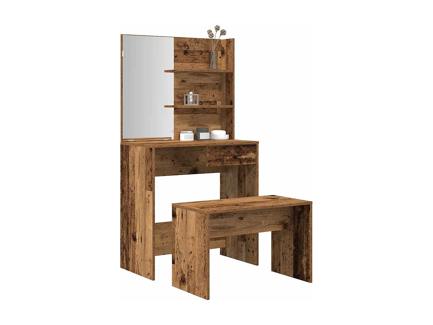 Ensemble de coiffeuse vieux bois bois d'ingénierie