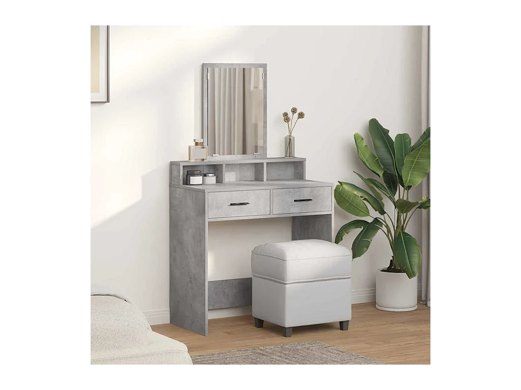 Tavolo da toeletta grigio cemento 79 x 41 x 140 cm in legno ingegnerizzato