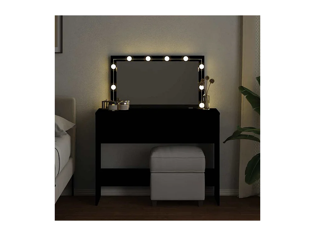 Tocador con LED negro 100x40x120 cm
