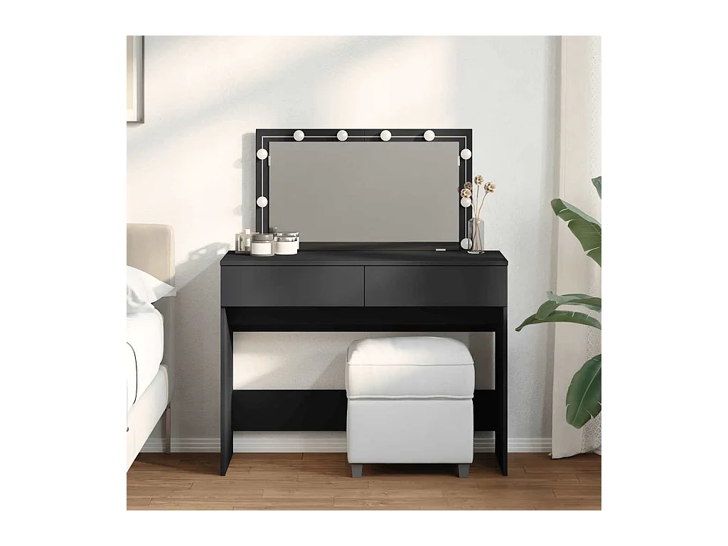Tavolo da toeletta con LED nero 100x40x120 cm