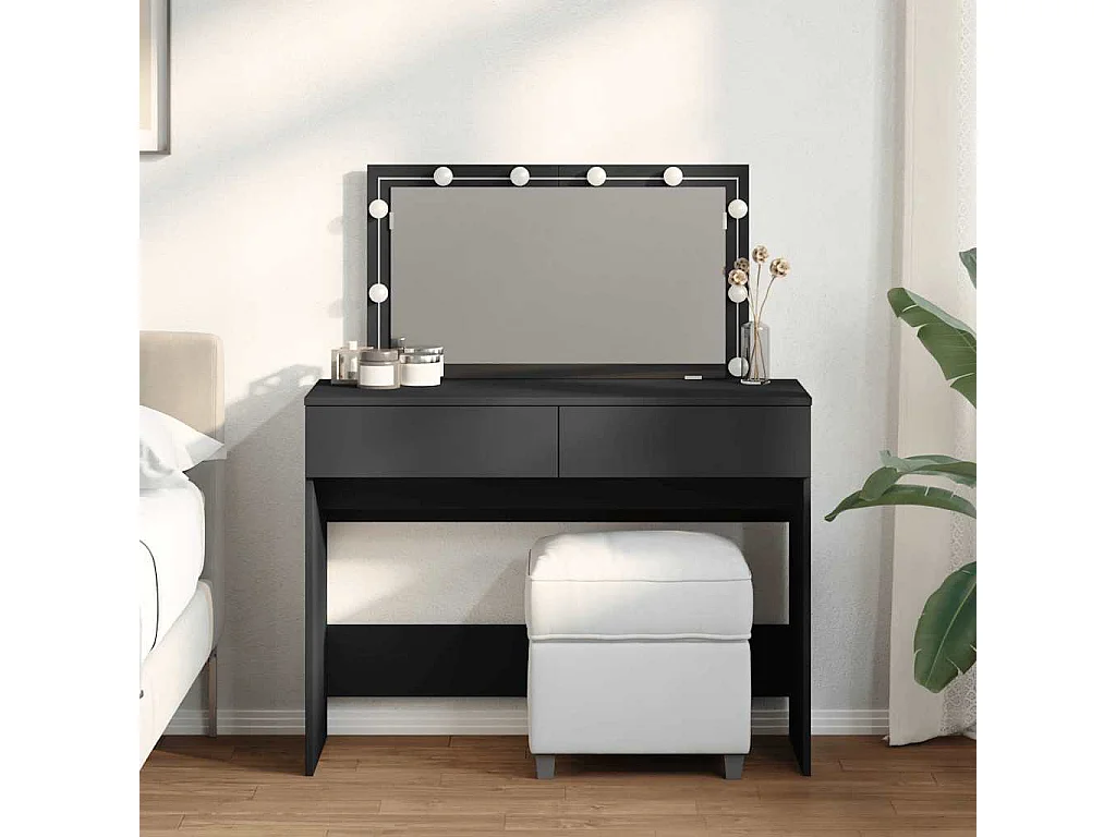 Coiffeuse avec LED noir 100x40x120 cm