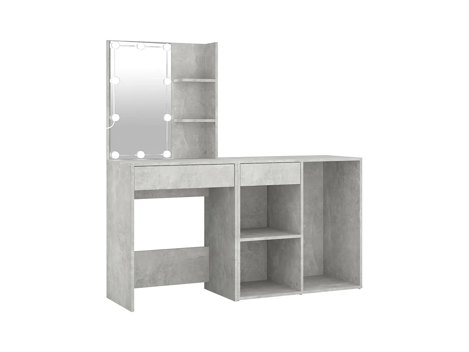 LED-kaptafel met kast, betongrijs bewerkt hout