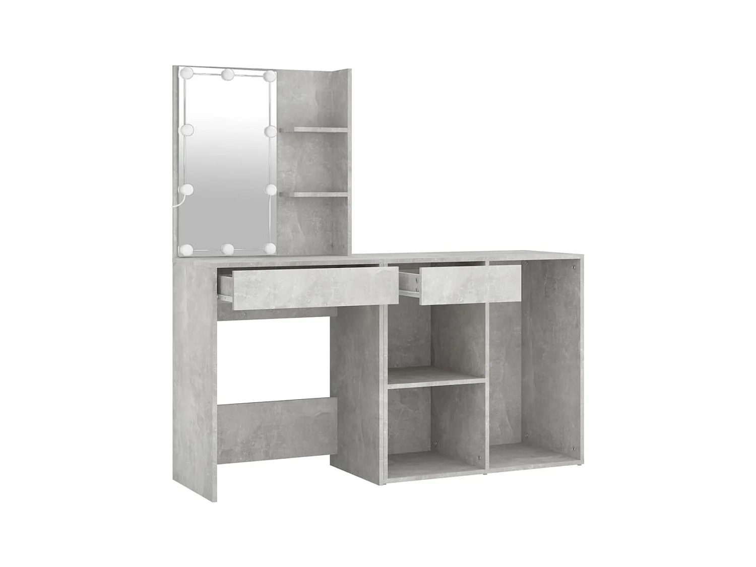 LED-kaptafel met kast, betongrijs bewerkt hout