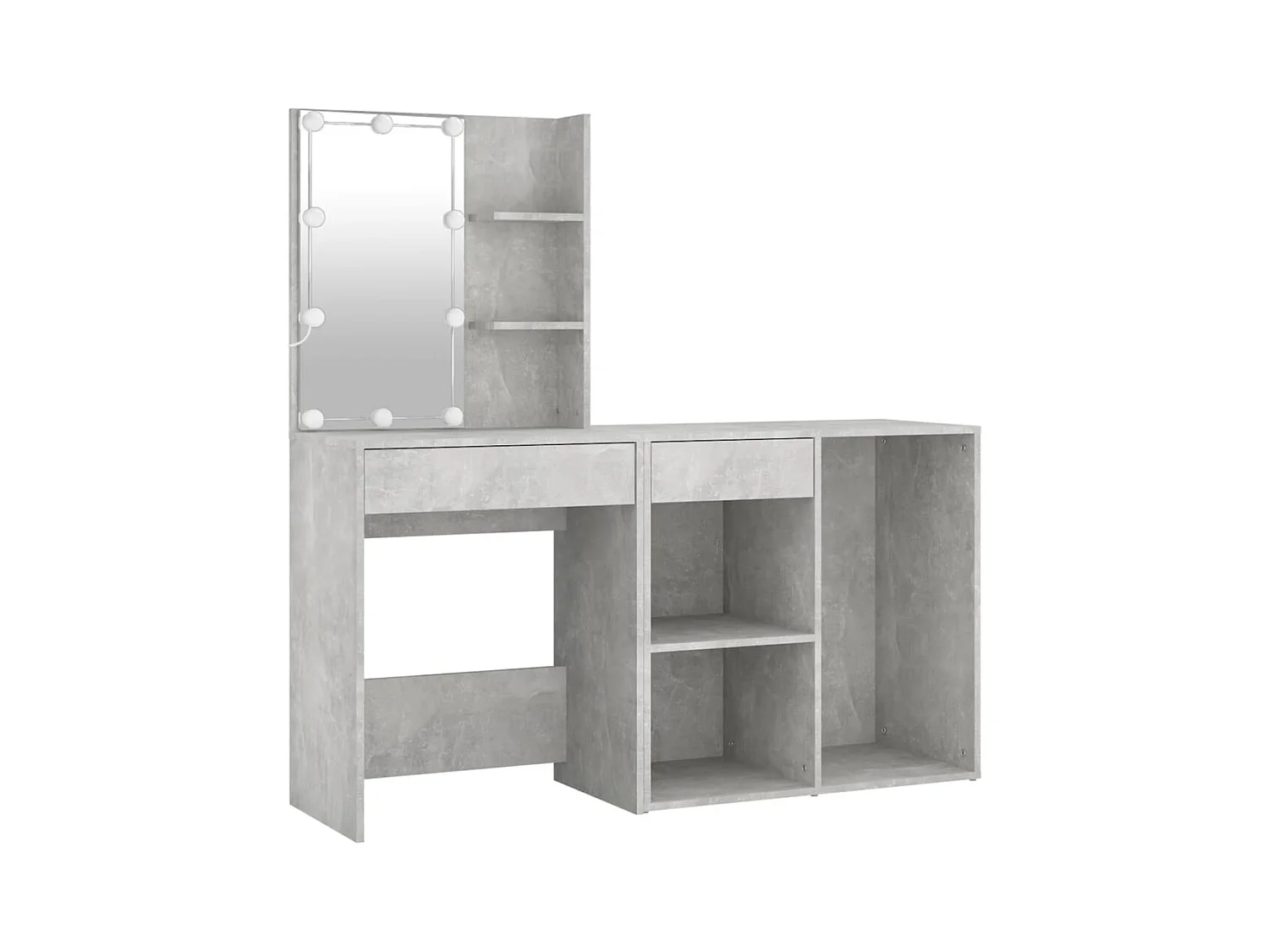 LED-kaptafel met kast, betongrijs bewerkt hout