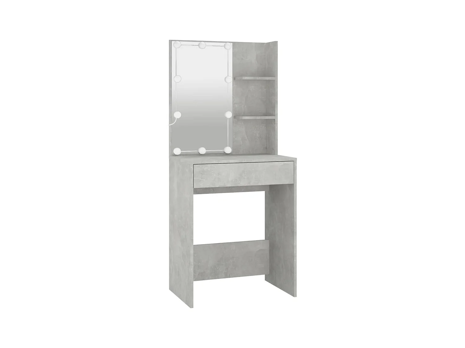 LED-kaptafel met kast, betongrijs bewerkt hout