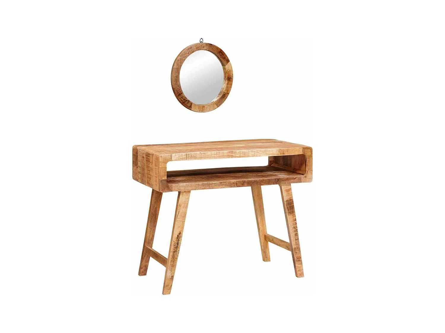 Table de Toilette avec étagère Marron bois de manguier massif