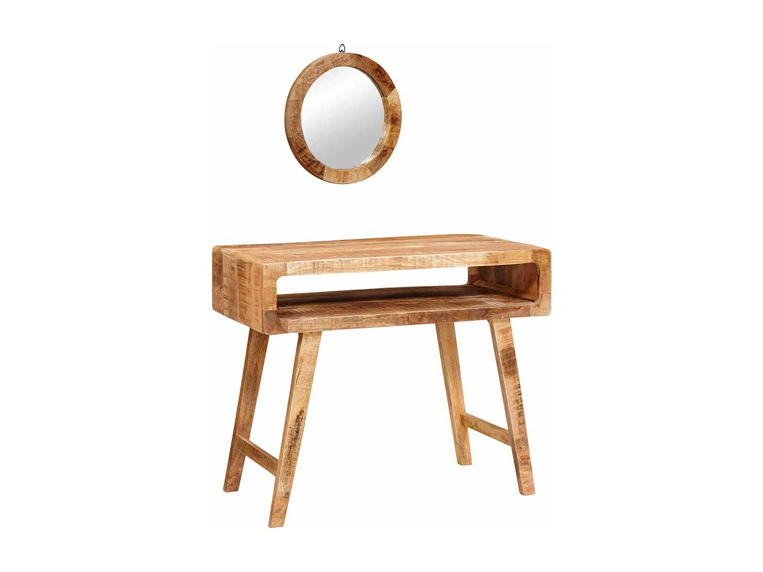 Table de Toilette avec étagère Marron bois de manguier massif
