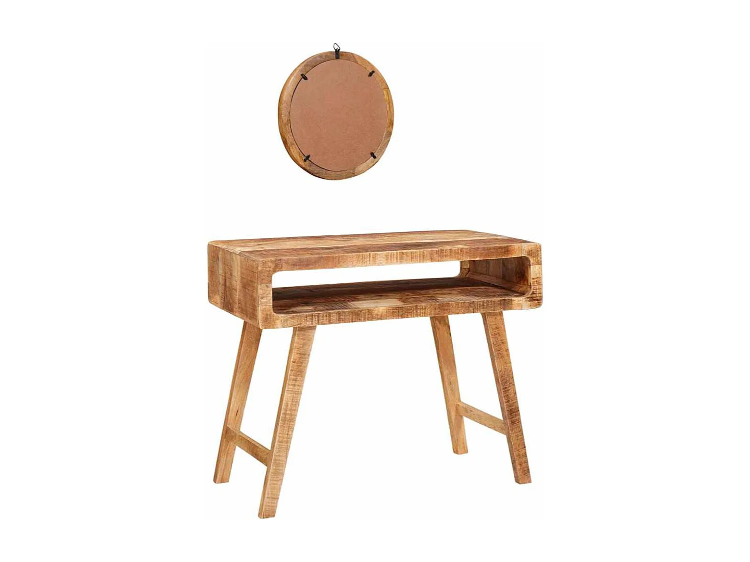 Table de Toilette avec étagère Marron bois de manguier massif