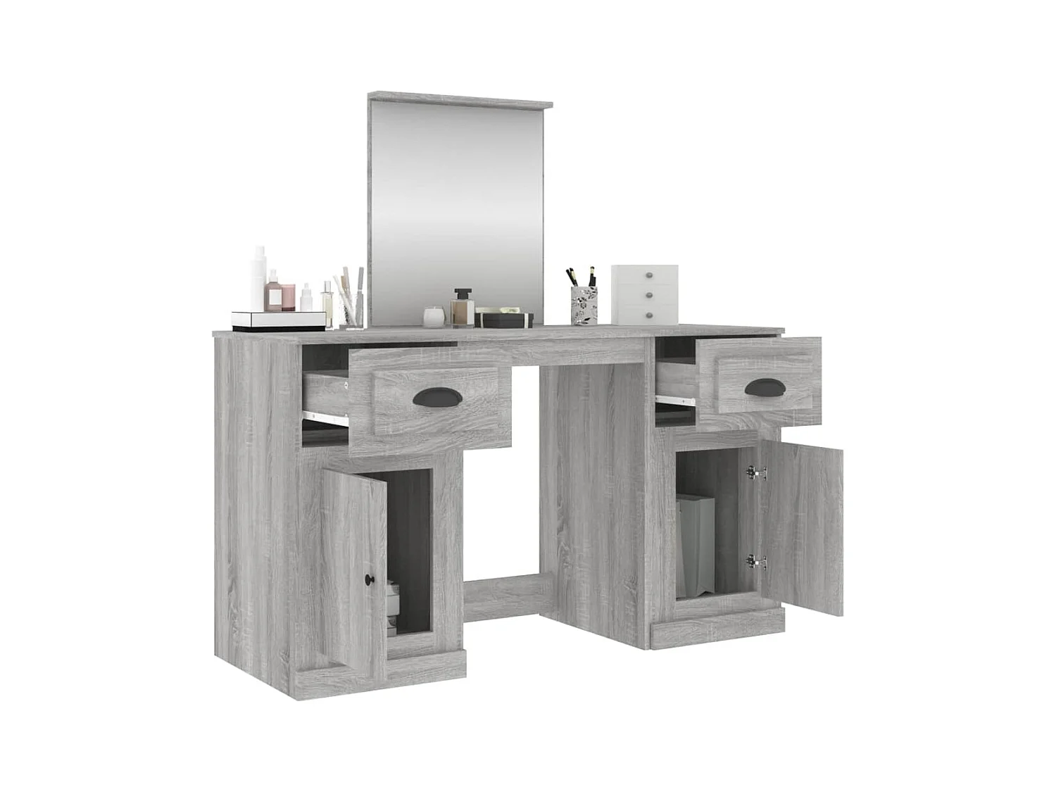 Kaptafel met spiegel Sonoma grijs 130x50x132,5 cm