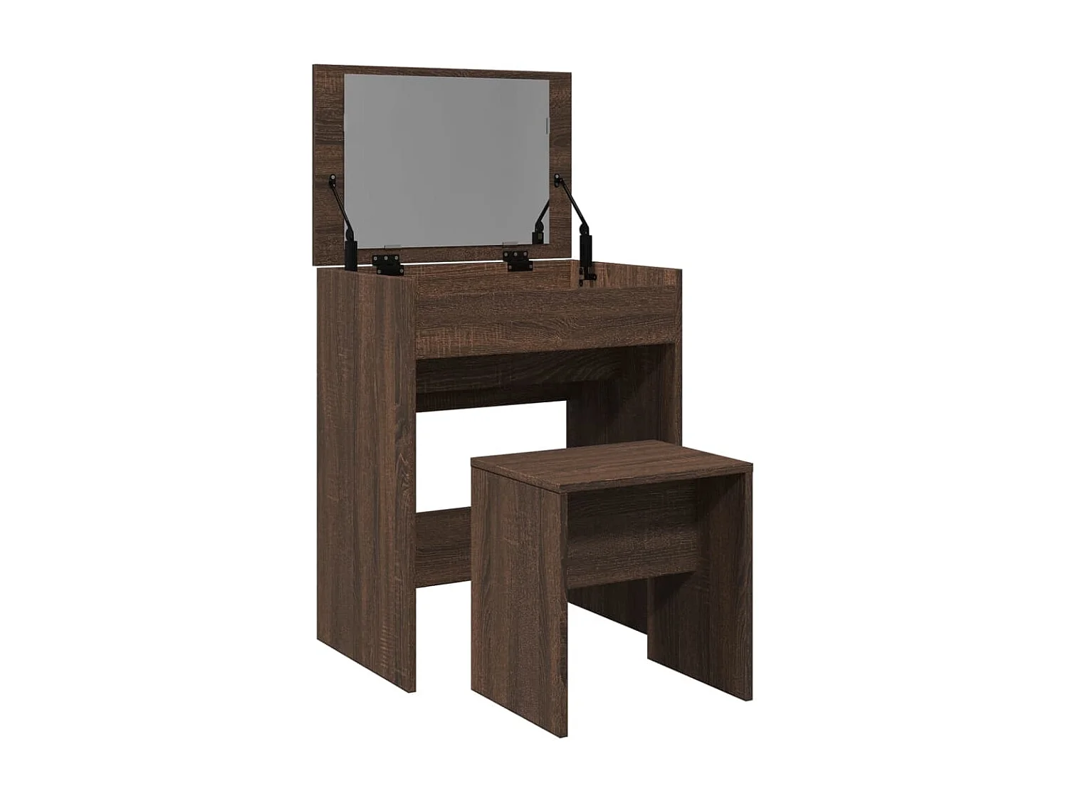 Toletta e sgabello in rovere marrone 60x40x113,5 cm