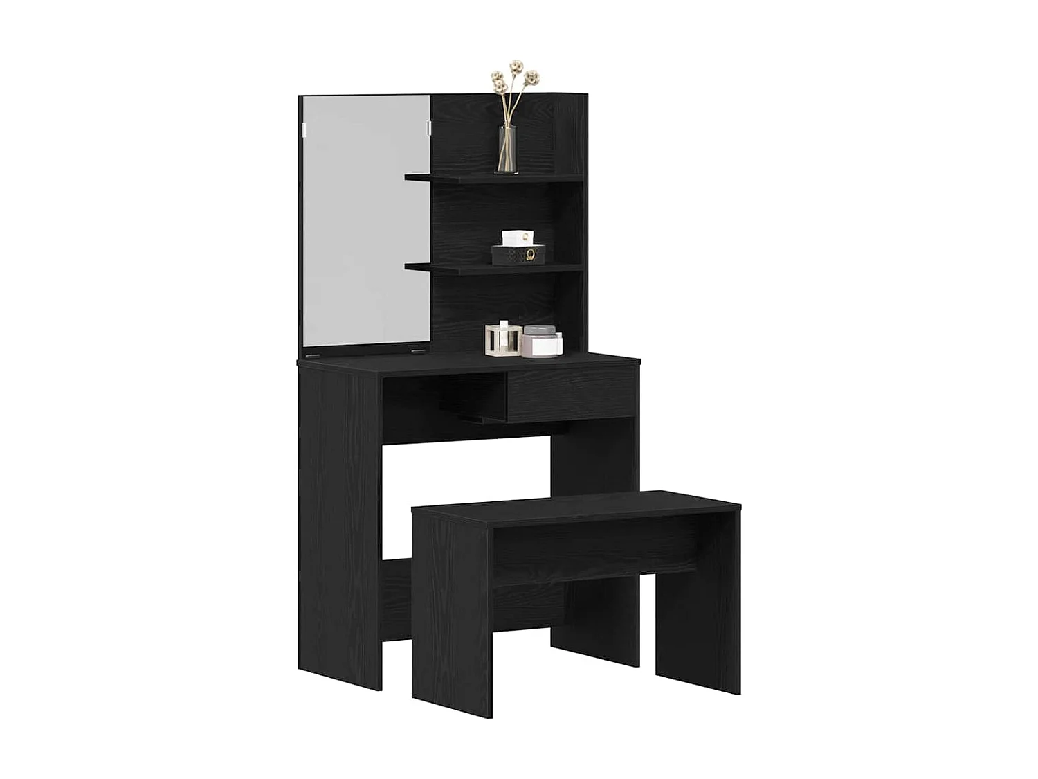 Ensemble de Coiffeuse avec tiroir Chêne noir 74.5 x 40 x 141 cm