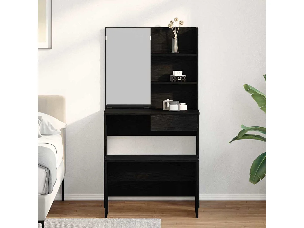 Ensemble de Coiffeuse avec tiroir Chêne noir 74.5 x 40 x 141 cm