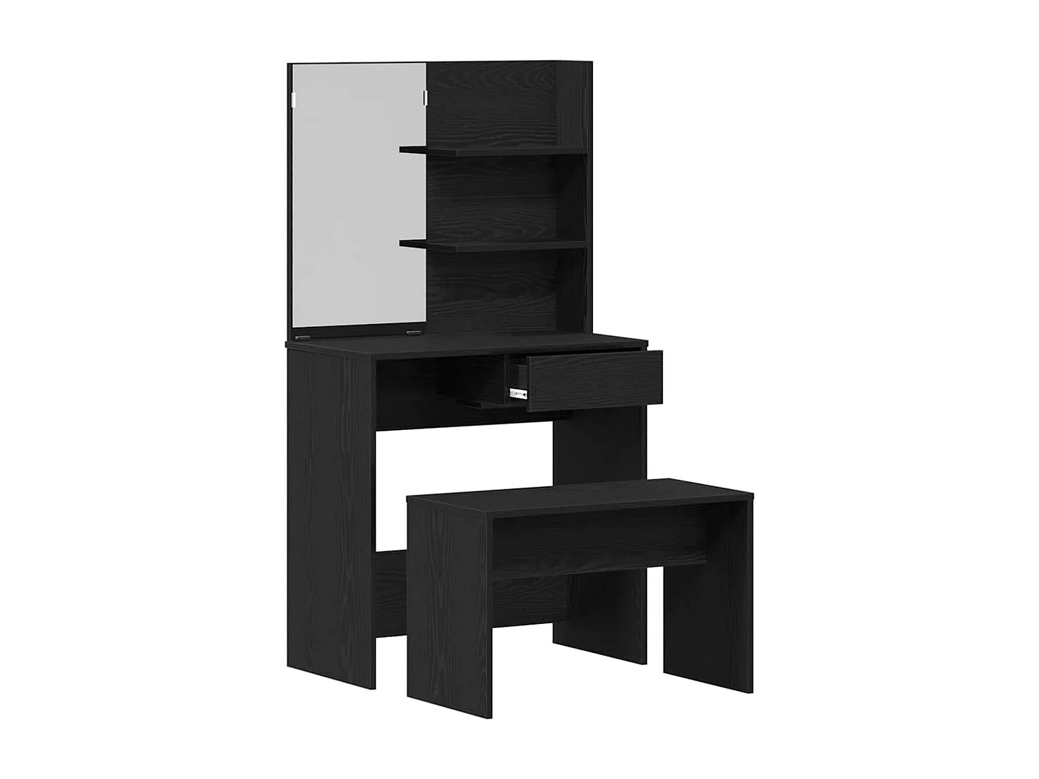 Ensemble de Coiffeuse avec tiroir Chêne noir 74.5 x 40 x 141 cm