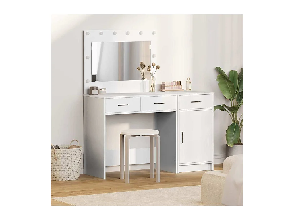 Table de Toilette 2 pcs Blanc 40 x 41 x 75 cm Bois d'ingénierie