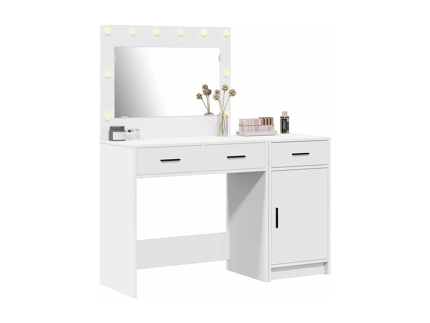 Kaptafelset, 2-delig, wit, 40 x 41 x 75 cm, bewerkt hout