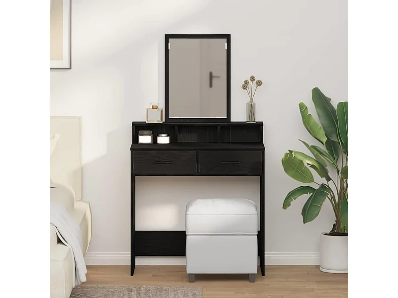 Tocador de roble negro 79 x 41 x 140 cm Madera de ingeniería