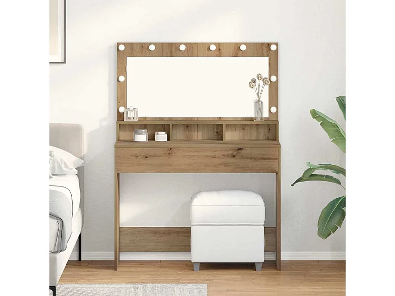 Coiffeuse chêne artisanal 100 x 41 x 135 cm Bois d'ingénierie