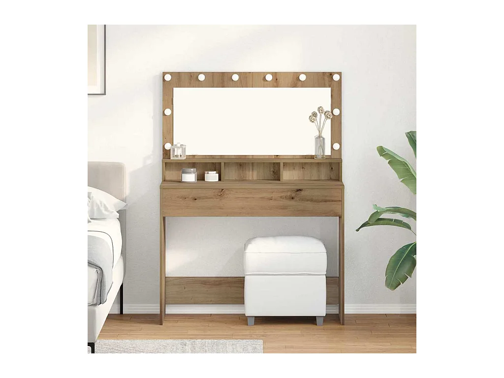 Coiffeuse chêne artisanal 100 x 41 x 135 cm Bois d'ingénierie