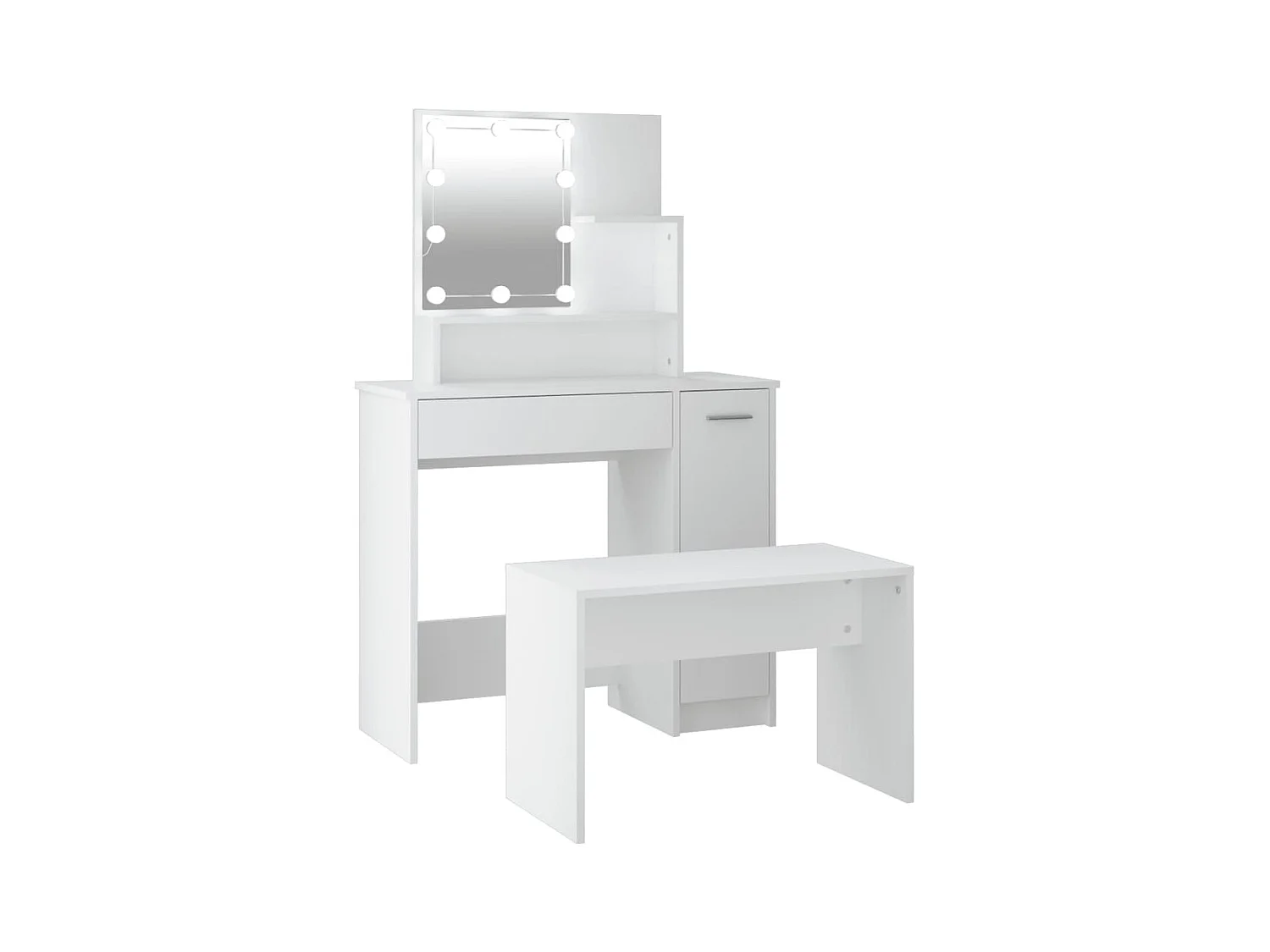 Tocador con luz LED de madera de ingeniería blanca