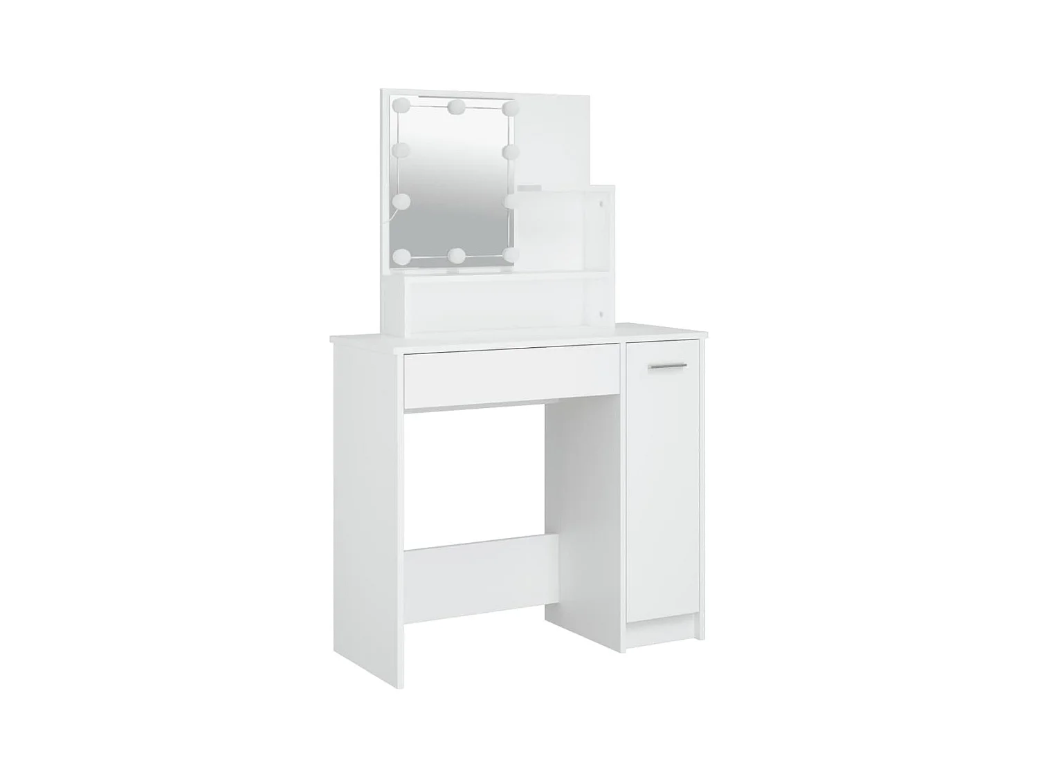 Tocador con luz LED de madera de ingeniería blanca