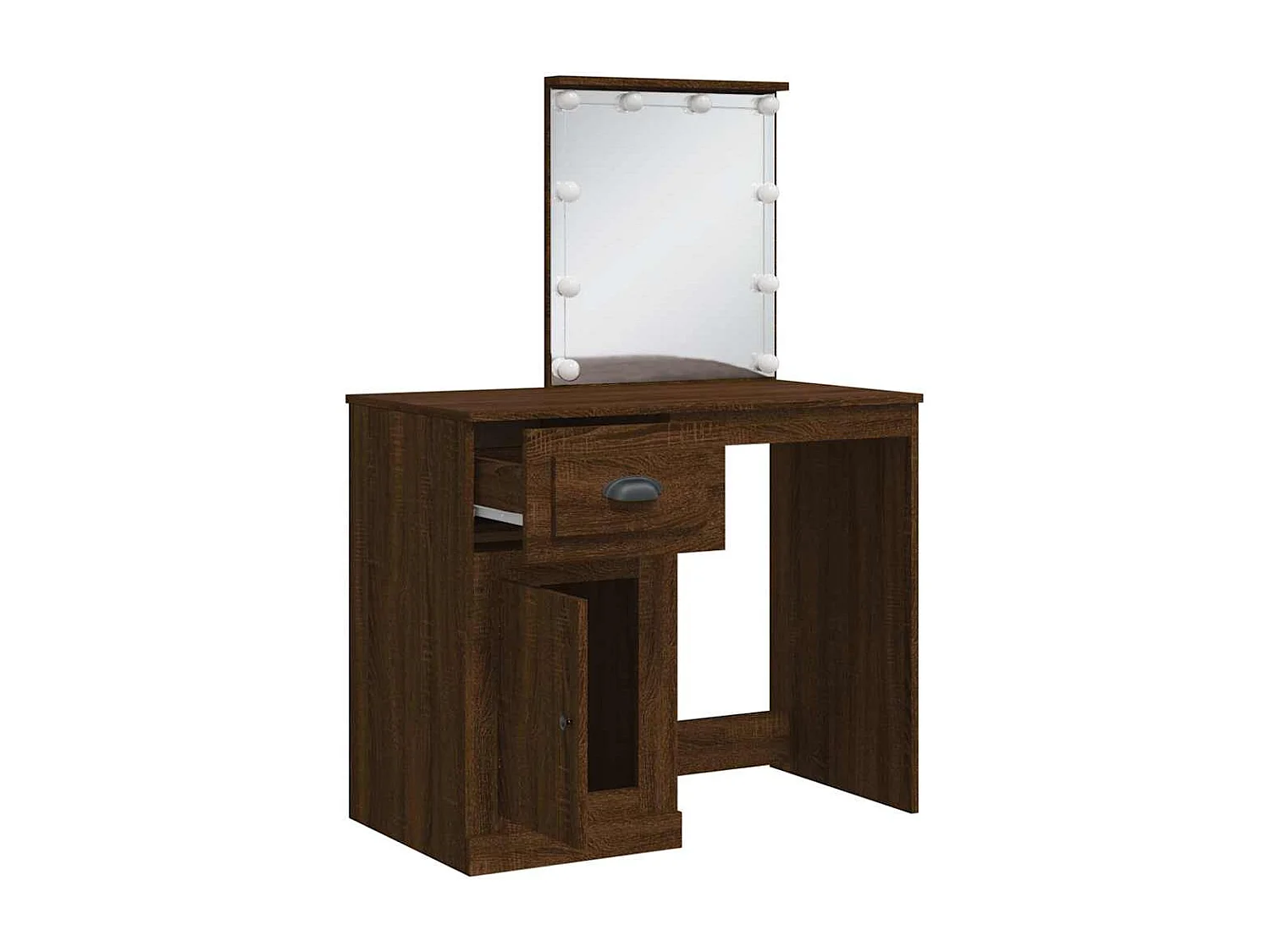 Tocador con luces LED roble marrón 90x42x132,5 cm