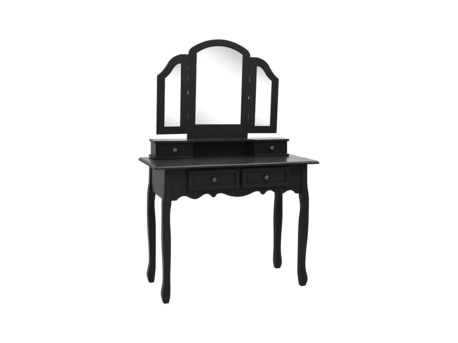 Conjunto de tocador y taburete Negro 100x40x146 cm Paulownia