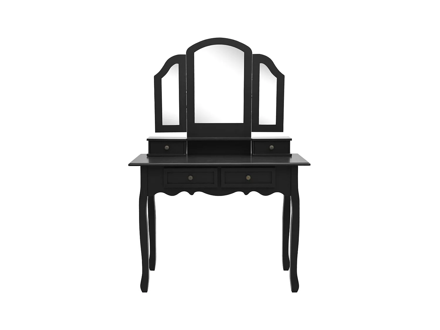 Conjunto de tocador y taburete Negro 100x40x146 cm Paulownia