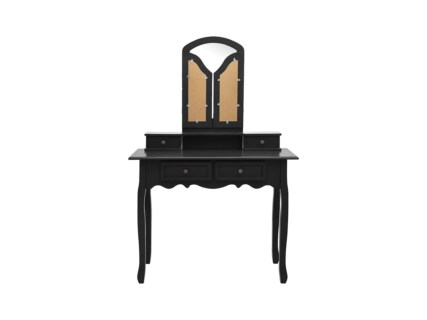 Conjunto de tocador y taburete Negro 100x40x146 cm Paulownia