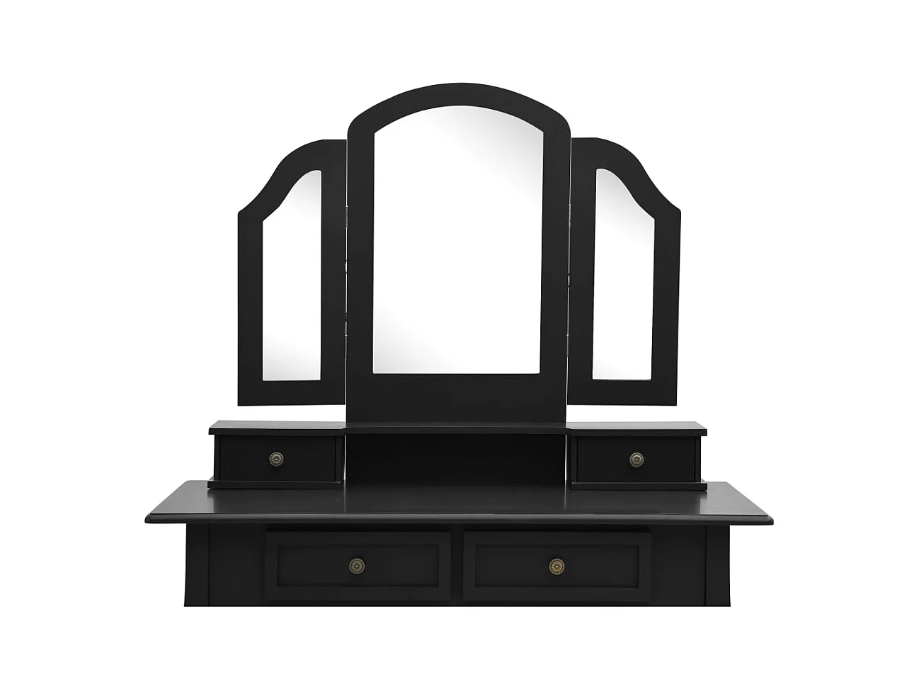 Conjunto de tocador y taburete Negro 100x40x146 cm Paulownia