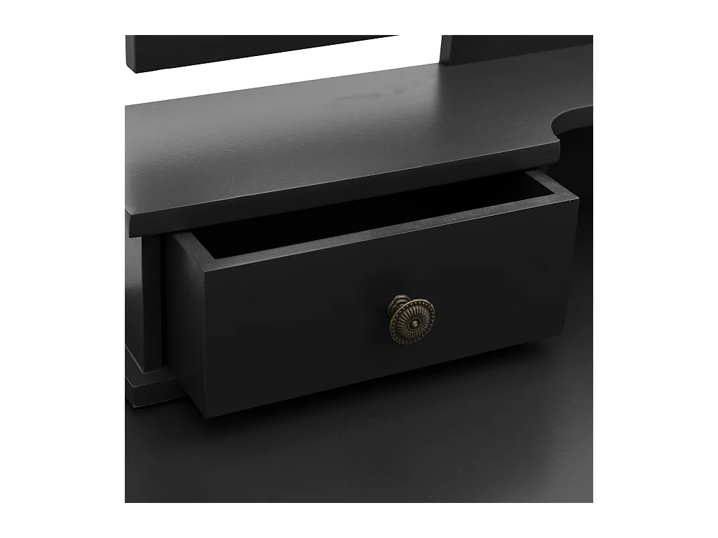 Conjunto de tocador y taburete Negro 100x40x146 cm Paulownia