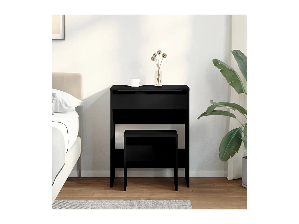 Tocador y taburete negro 60x40x113,5 cm