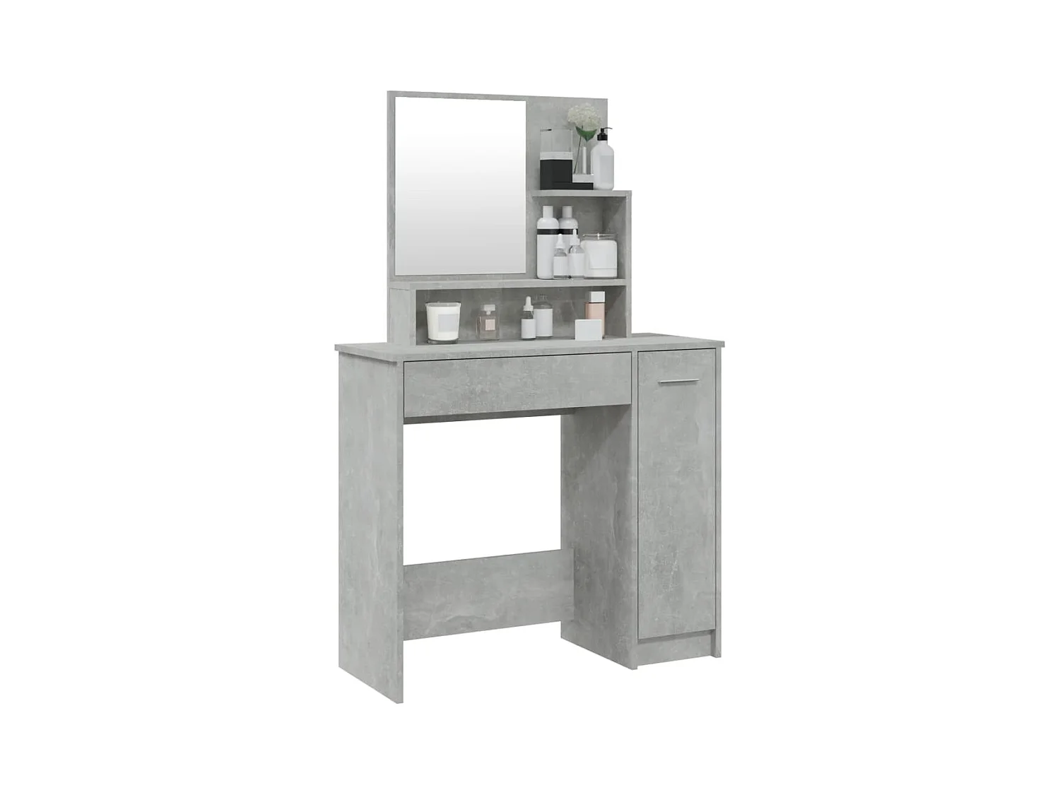Tocador con espejo Gris hormigón 86,5x35x136 cm