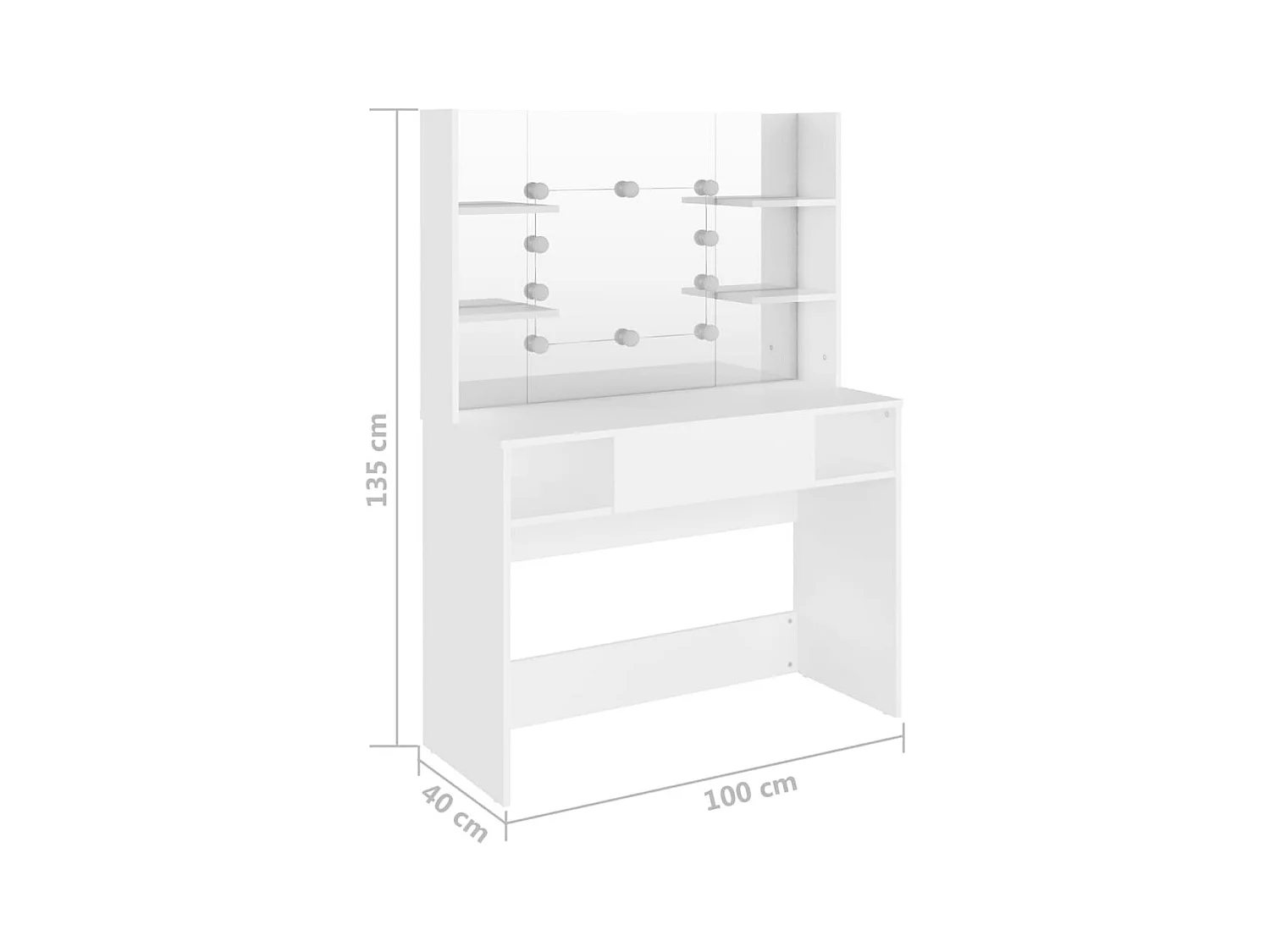 Mesa de maquillaje con iluminación LED 100x40x135 cm MDF Blanco