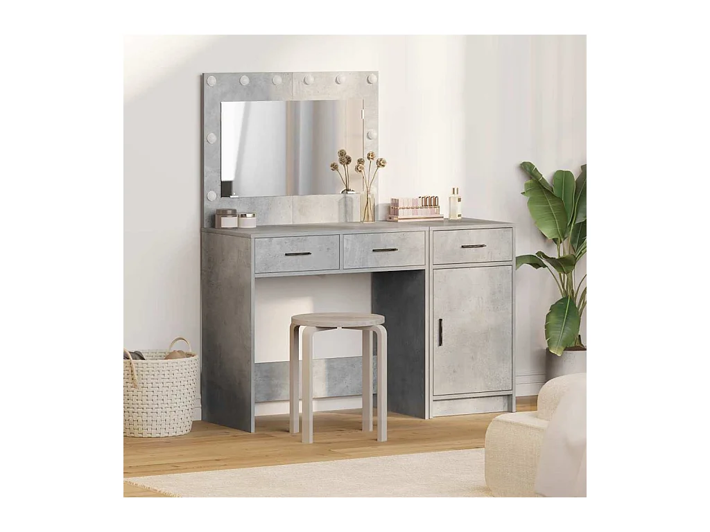 Kaptafelset, 2-delig, grijs, 40 x 41 x 75 cm, bewerkt hout