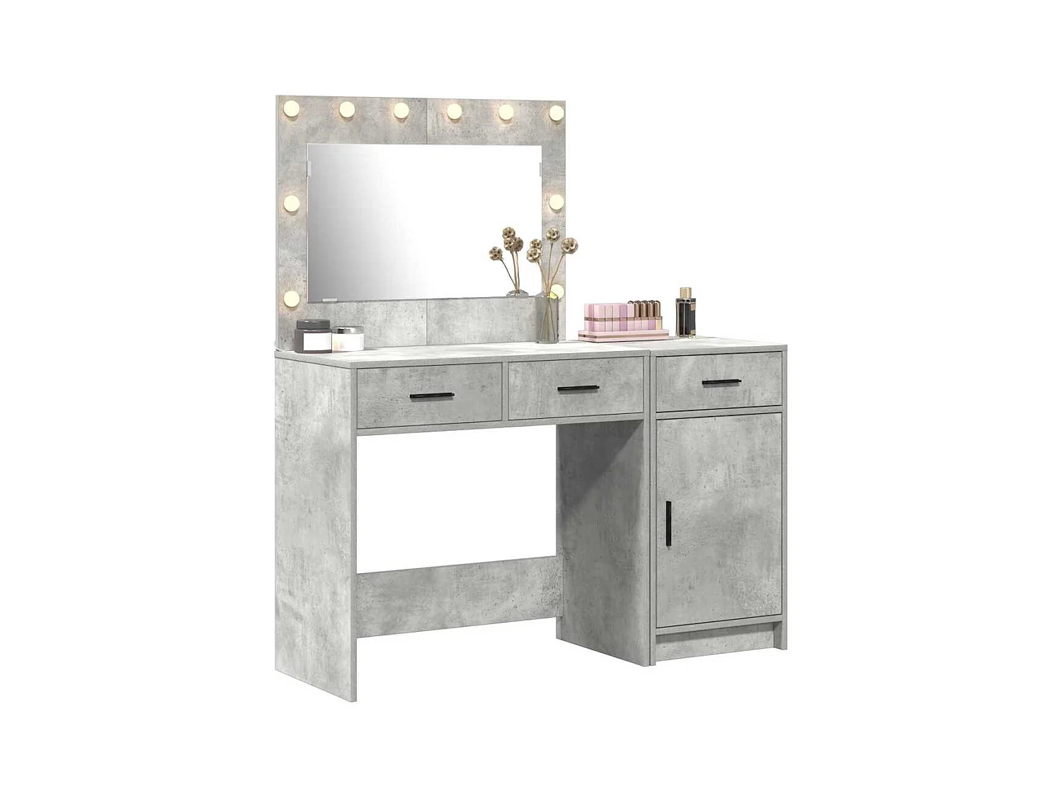 Kaptafelset, 2-delig, grijs, 40 x 41 x 75 cm, bewerkt hout