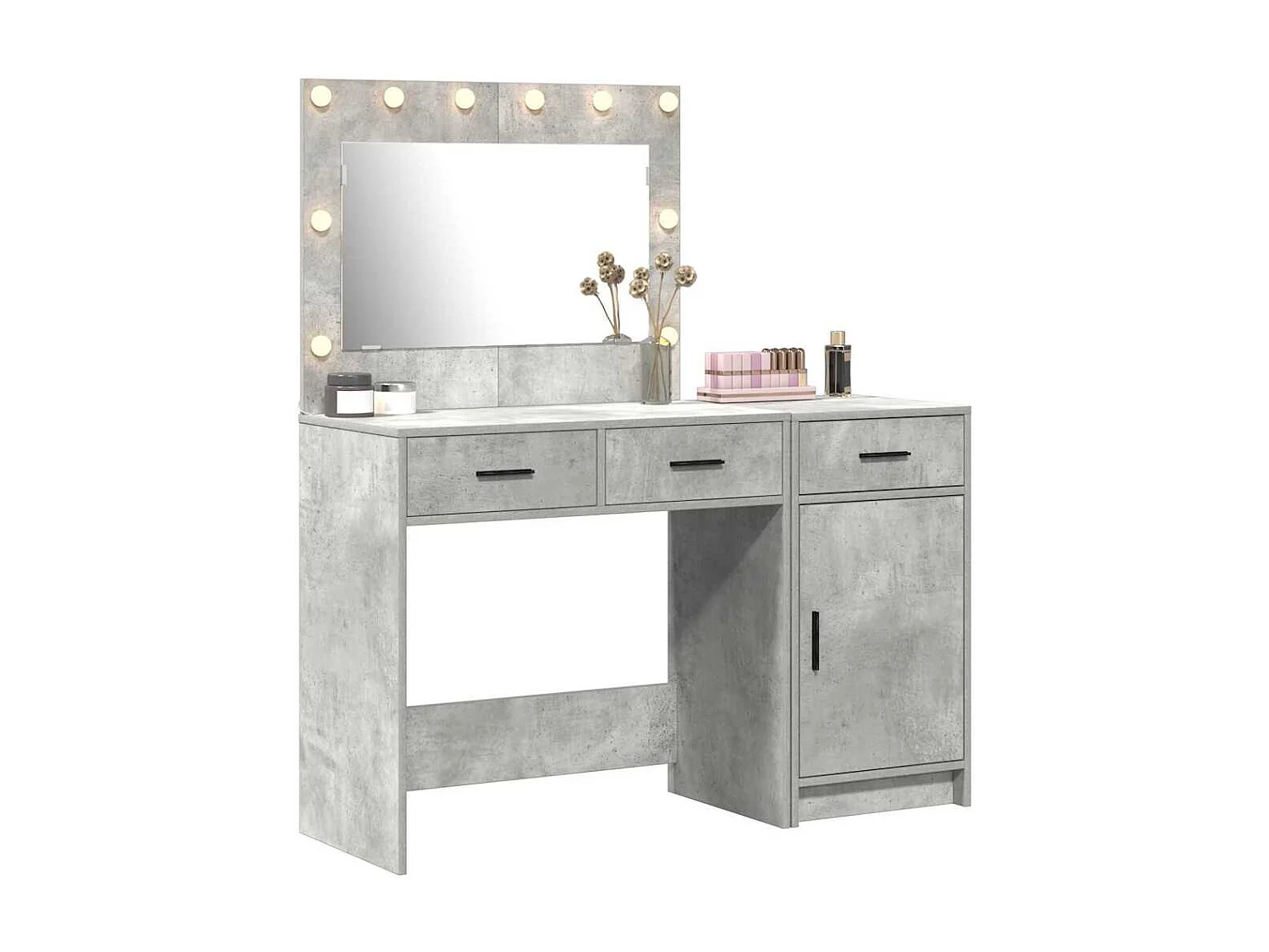 Tocador de 2 piezas, gris, 40 x 41 x 75 cm, madera de ingeniería