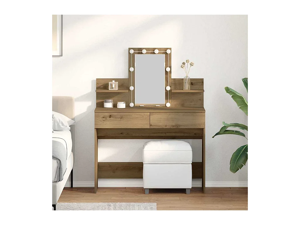 Coiffeuse chêne artisanal 100 x 40 x 130 cm Bois d'ingénierie