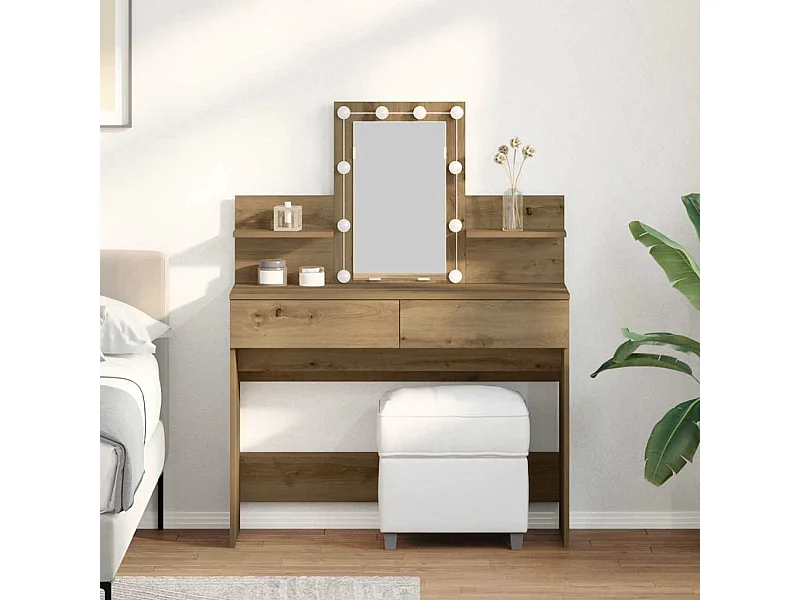 Coiffeuse chêne artisanal 100 x 40 x 130 cm Bois d'ingénierie