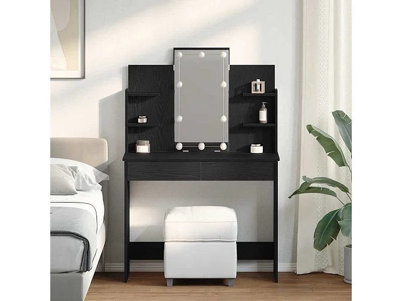 Tocador de roble negro 96 x 40 x 142 cm Madera de ingeniería