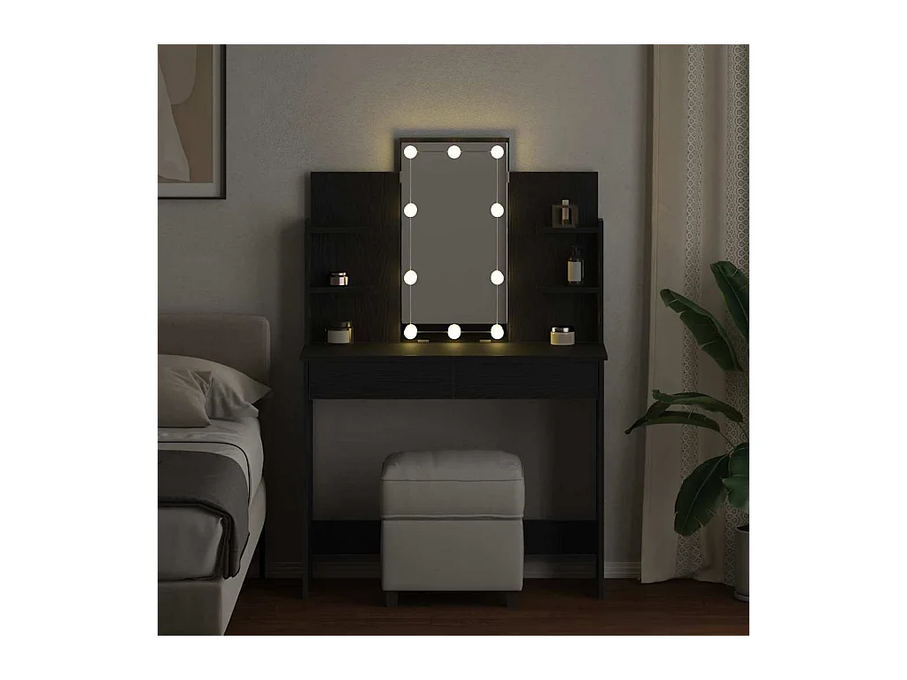 Table de Toilette Chêne noir 96 x 40 x 142 cm Bois d'ingénierie