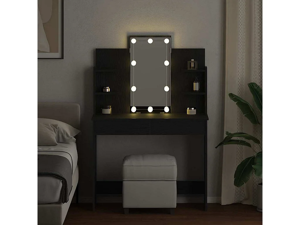 Table de Toilette Chêne noir 96 x 40 x 142 cm Bois d'ingénierie