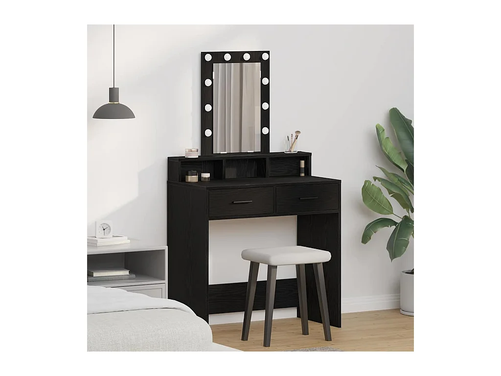 Table de Toilette Noir 79 x 41 x 140 cm Bois d'ingénierie