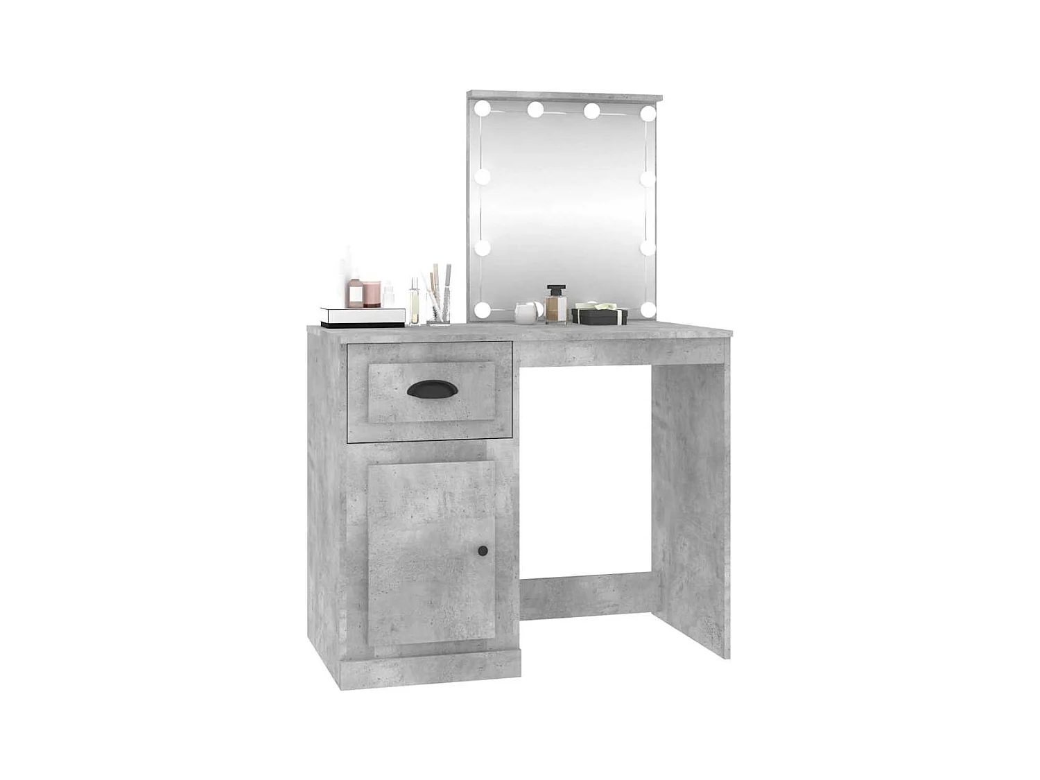 Betongrijze LED kaptafel 90x50x132,5 cm bewerkt hout