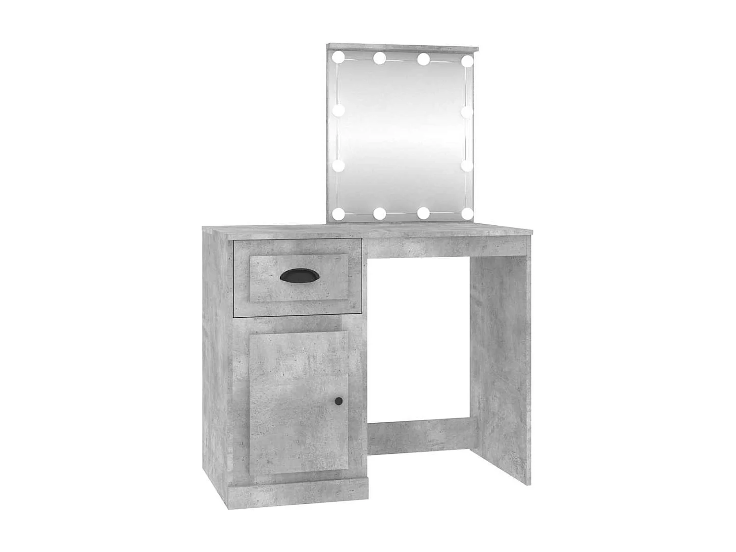 Tocador LED gris hormigón 90x50x132,5 cm madera de ingeniería