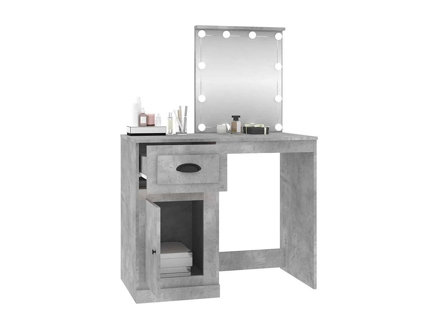 Tocador LED gris hormigón 90x50x132,5 cm madera de ingeniería