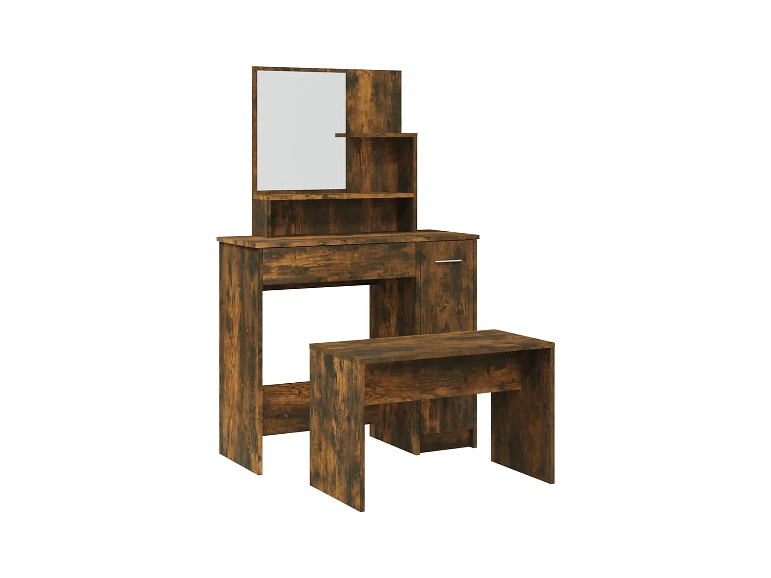 Gerookte eikenhouten kaptafelset 86,5x35x136 cm