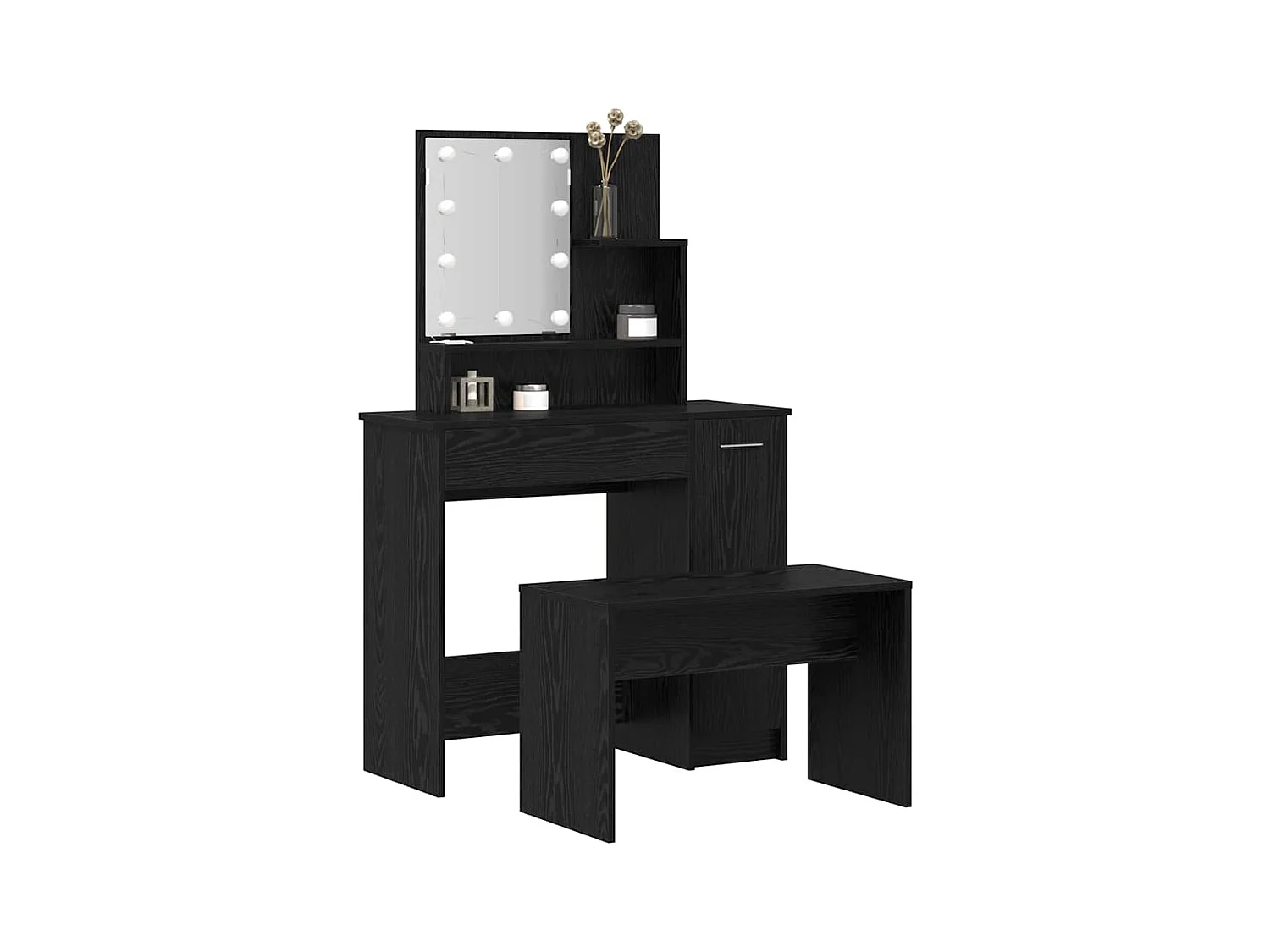 Ensemble de Coiffeuse avec tiroir Chêne noir 86.5 x 35 x 136 cm