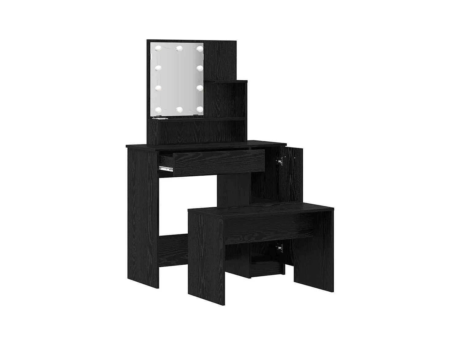 Ensemble de Coiffeuse avec tiroir Chêne noir 86.5 x 35 x 136 cm